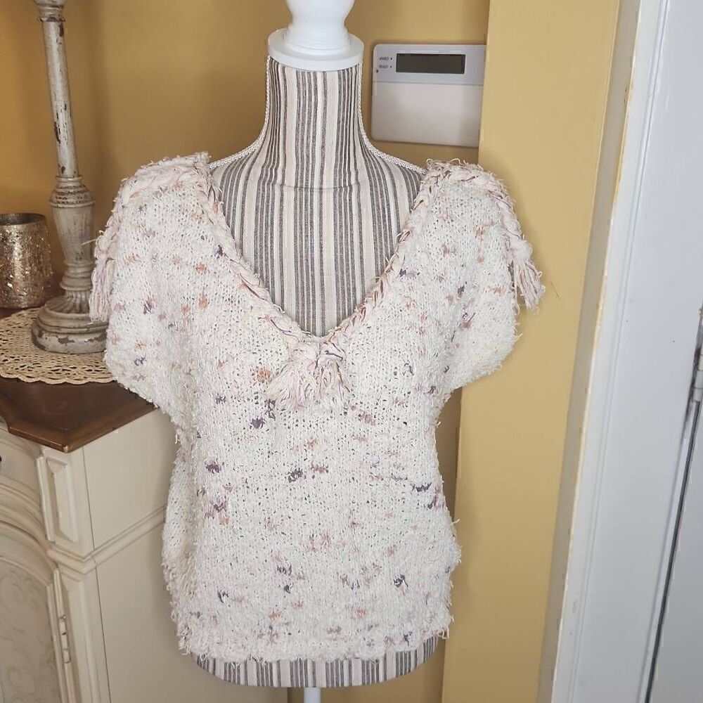Beautiful handmade knitted cream sweater women's size L